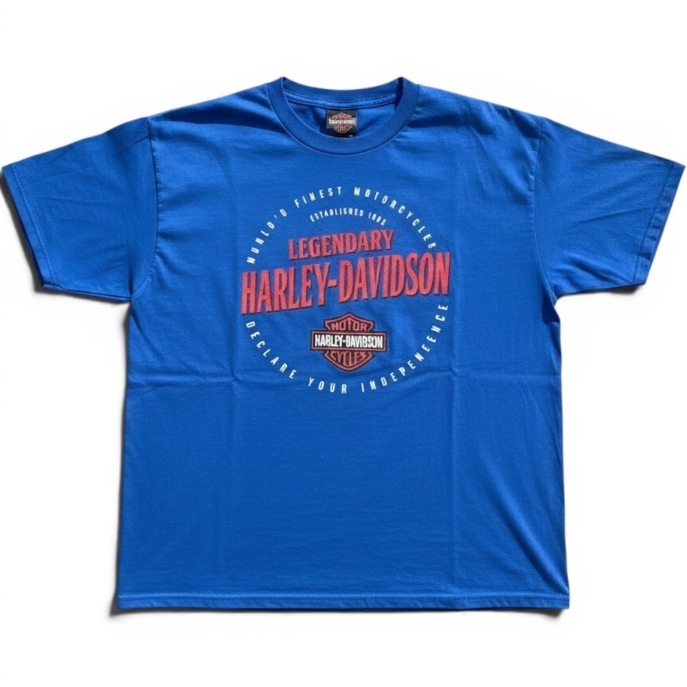 Harley Davidson USA Made VTG T-Shirt 2XL Blue Thunderbird Albuquerque Route 66